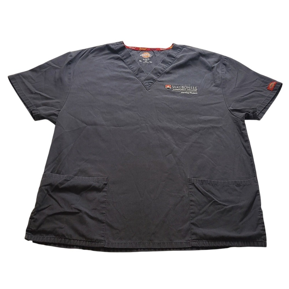 Dickies Waubonsee Community College Nursing Student Scrub Top Gray Women's ‎ L
